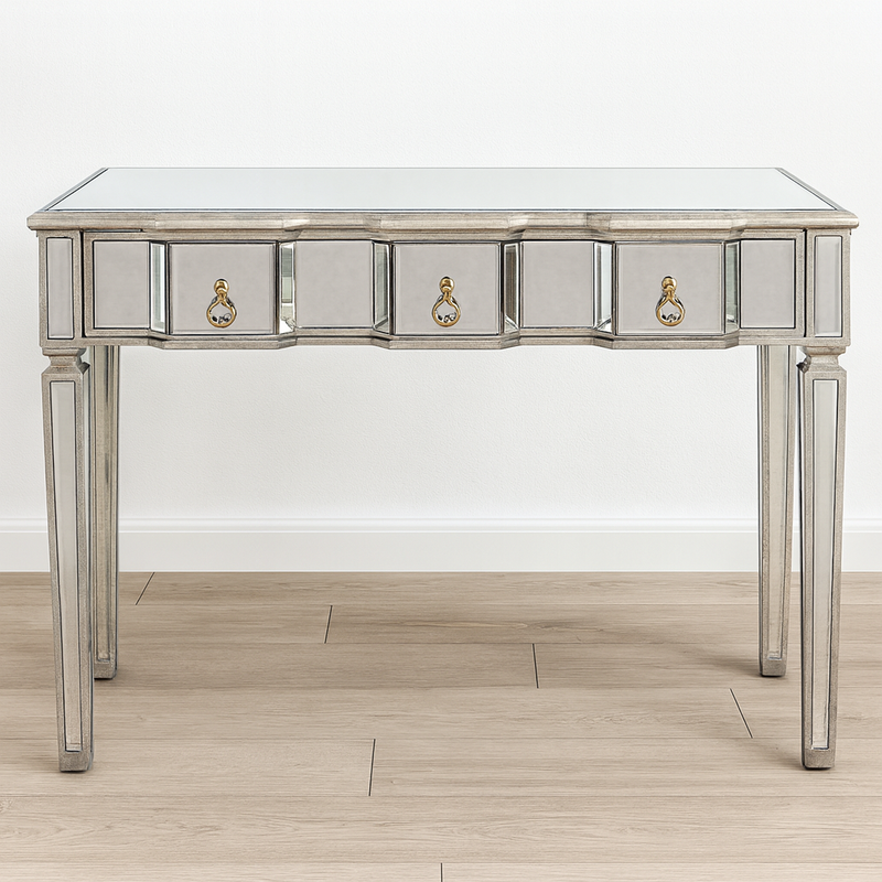 Mirrored Three Drawer Table - CLEARANCE
