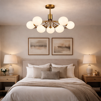 Nine Opal Globe Ceiling Light - Brushed Brass