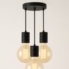 3 Cluster Pendant Black Bulb Holder E40 - CLEARANCE