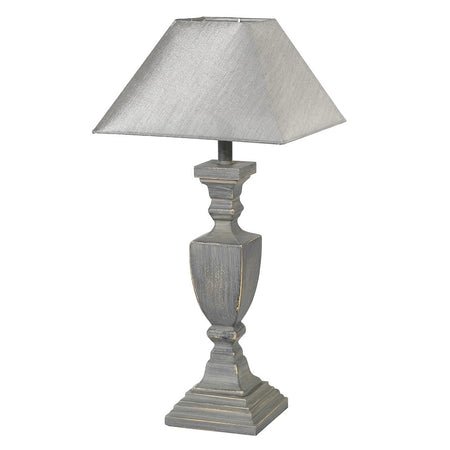 Wood & Nickel Table Lamp & Ikat Shade 78 cm