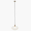 Oval Ribbed Glass & Brass Pendant W: 30 cm