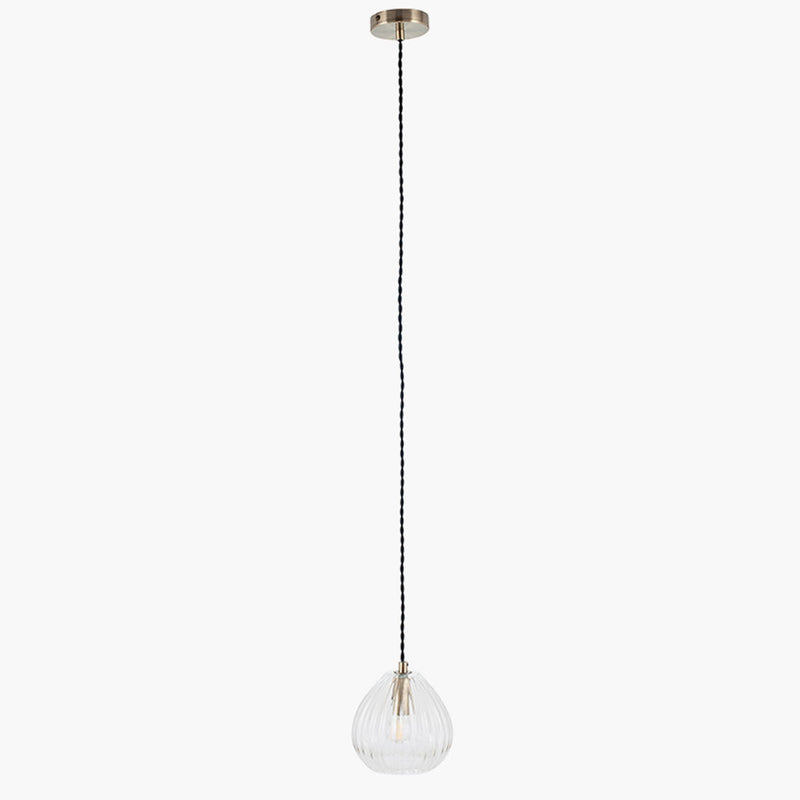 Small Ribbed Glass Pendant Light 16 cm