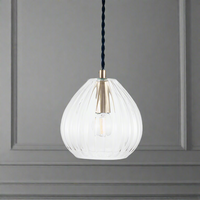 Small Ribbed Glass Pendant Light 16 cm