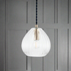 Small Ribbed Glass Pendant Light
