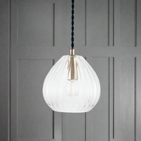 Small Ribbed Glass Pendant Light