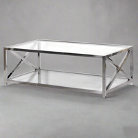 Coffee Table  Stainless Steel & Glass  130cm