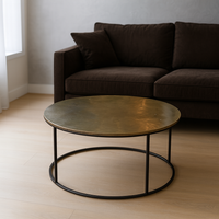 Round Bronze Metal Coffee Table - Large