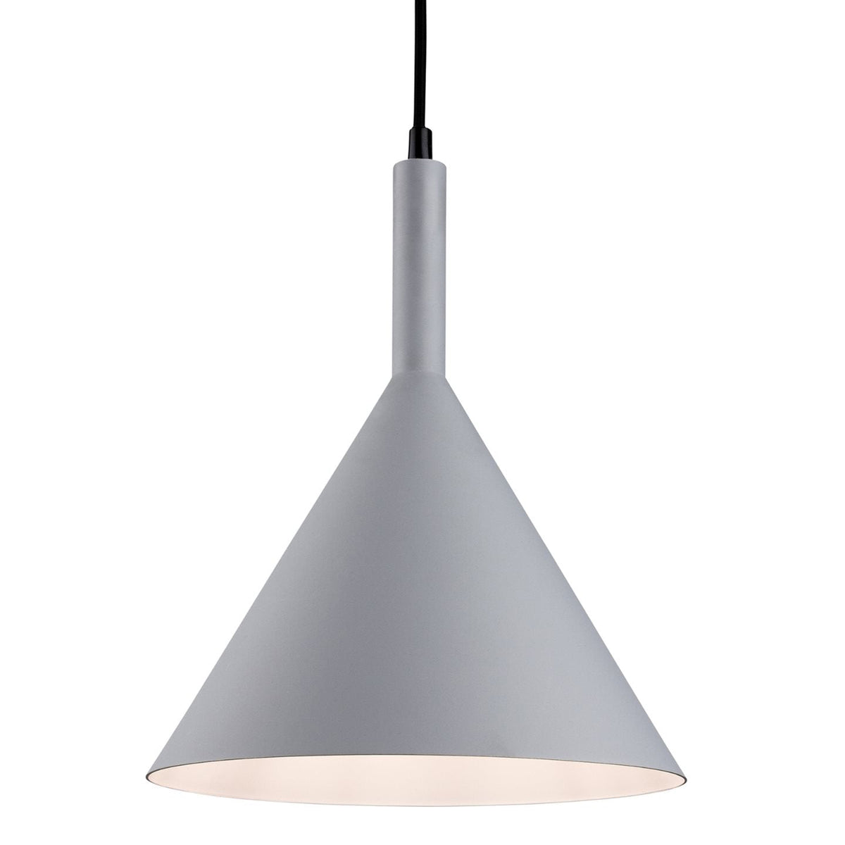 Conical metal pendant with gold / white inner.
Available in four colours:
