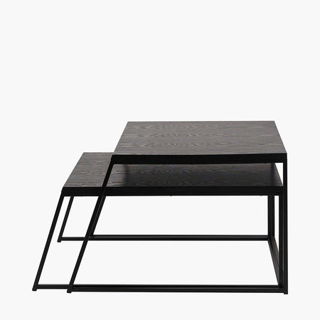 Concrete Effect Top & Black Iron Coffee Table - 82cm