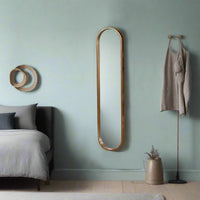 Copper Oval Metal Mirror 130 cm x 29 cm