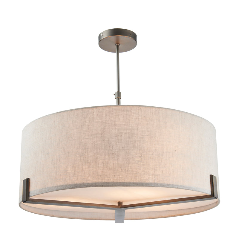 Shaded Ceiling Light - Bronze with neutral cream fabric shade and bronze cross frame, ideal for modern home lighting décor. Bulbs not included.