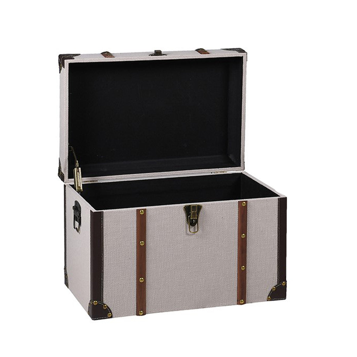 Cream Linen Trunks with Wood Trim