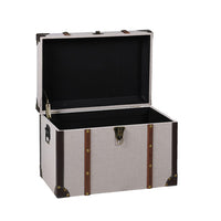 Cream Linen Trunks with Wood Trim