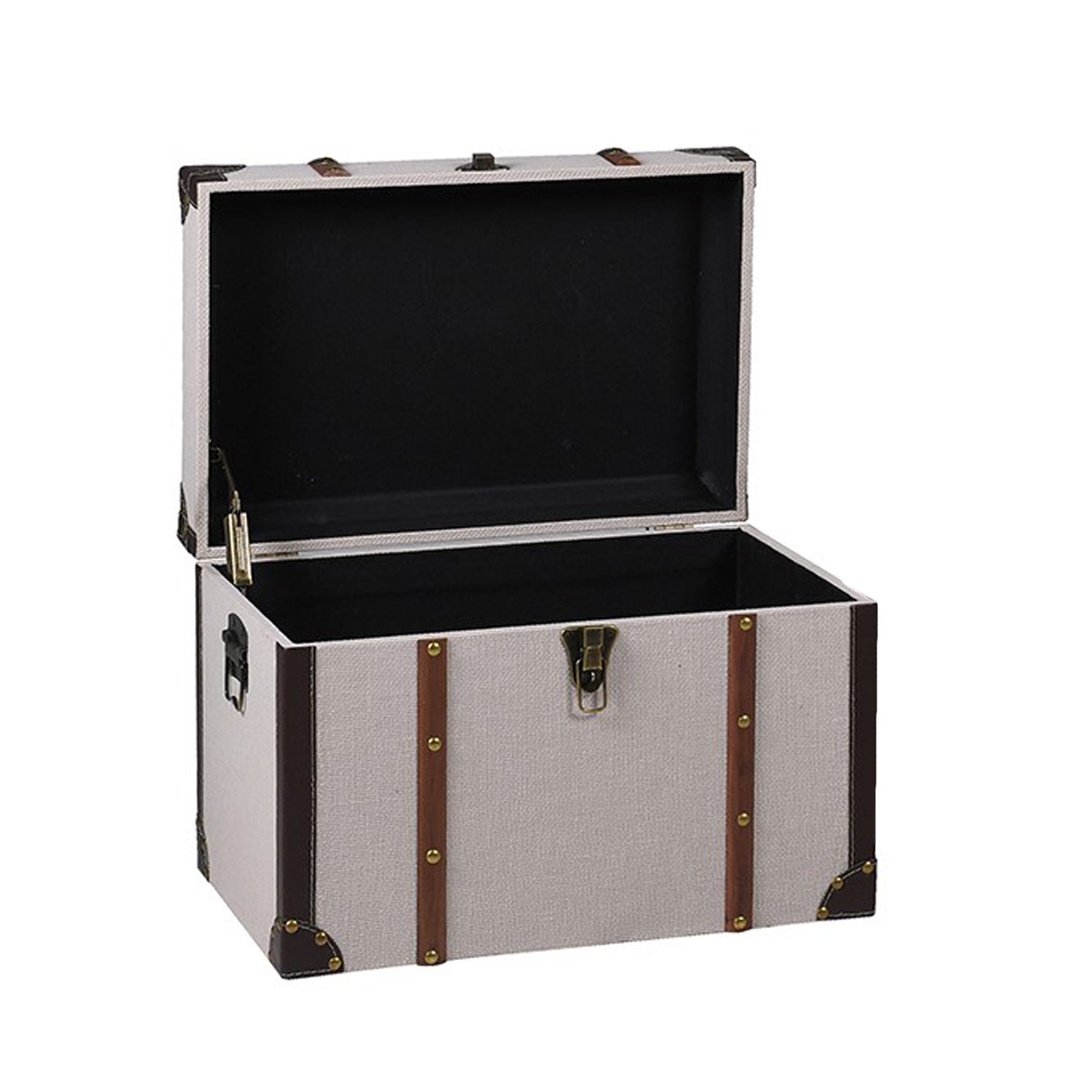 Cream Linen Trunks with Wood Trim