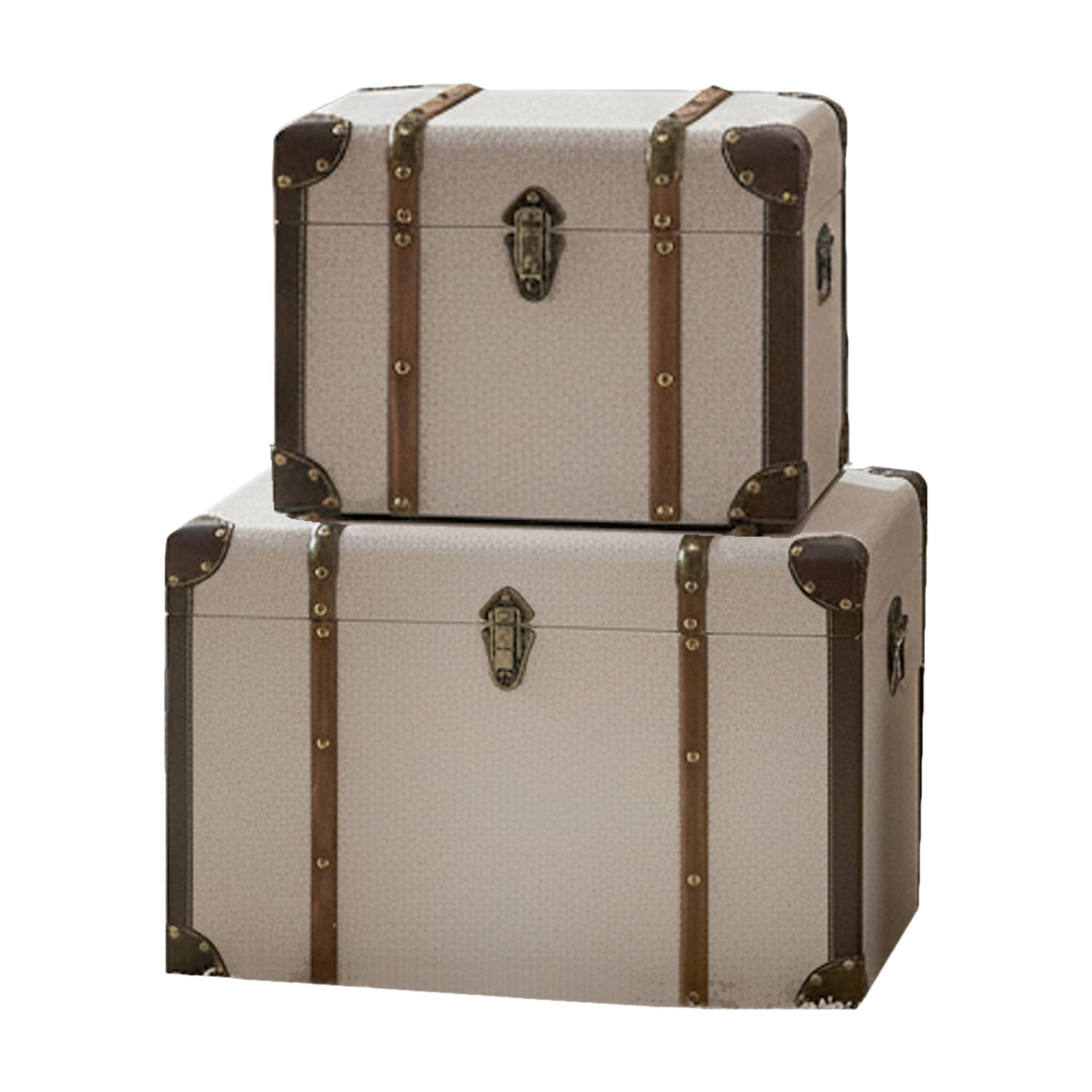 Cream Linen Trunks with Wood Trim
