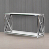 Polished chrome and glass console, phenomenal size adding light to any space. The 40cm depth means it will fit perfectly in a narrow hall.