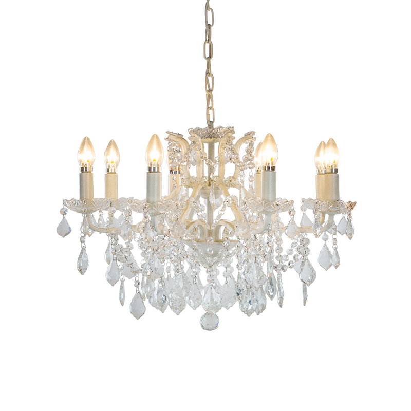 Crystal Chandelier 8 Arm White 64 cm