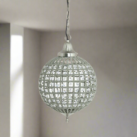 Set Of 3 Lighting Balls - Clear Crackle Glass