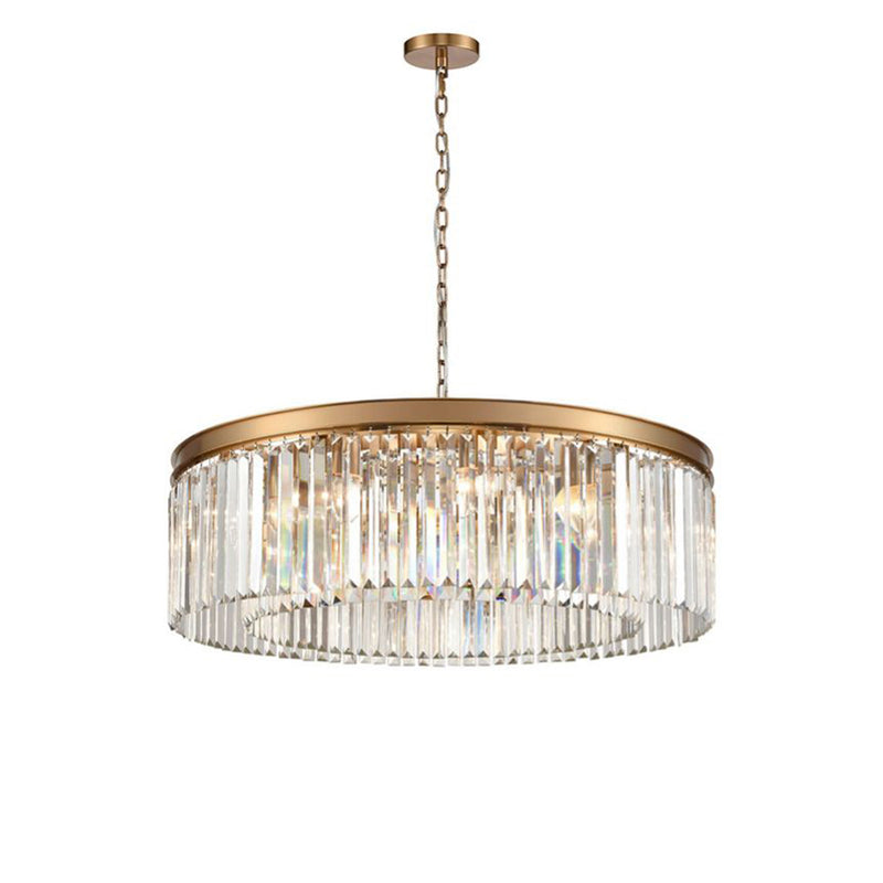 Crystal Prism Gold Banded Chandelier
