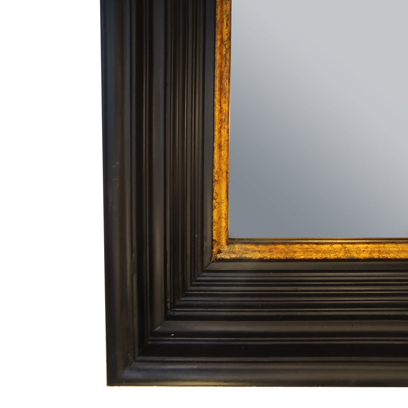 Deep Frame Square Black and Gold Mirror 90cm