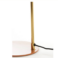 A&nbsp; stunning contemporary desk light with an enameled orange colour shade and base.&nbsp; &nbsp;The shallow shade and elongated brushed brass stand have an ultra modern look and will lift and modernise any desk or table it is placed upon.&nbsp;