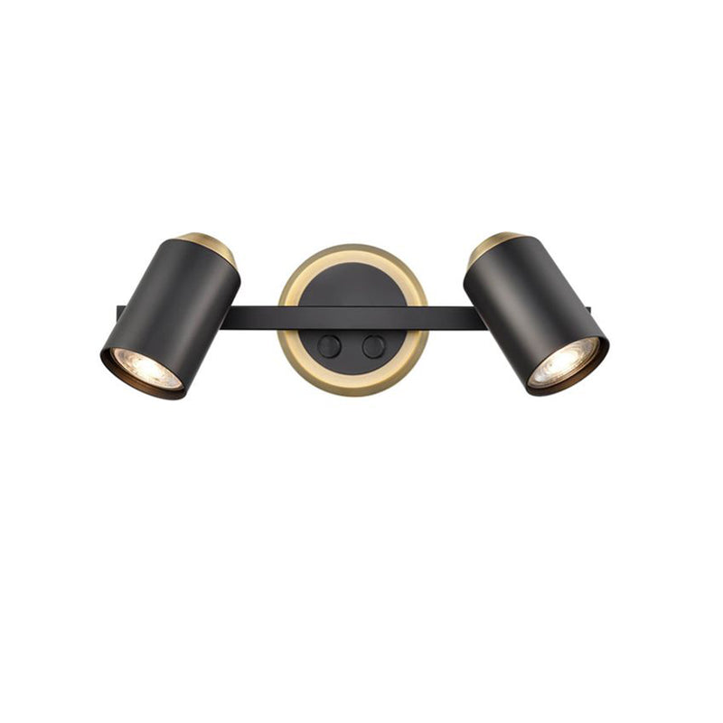 Double Matt Black & Brushed Brass Wall Light W: 31 cm