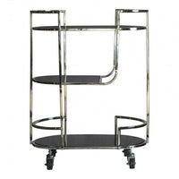 Drinks Trolley - Silver Metal - 80cm