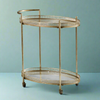 Drinks Trolley Oval Gilt Metal 87 cm