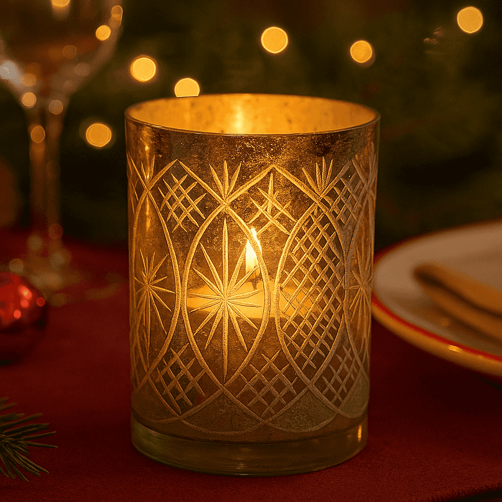 Mercury glass candleholder festive giftware