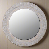 Oversize Circular Rustic Wooden Mirror 120 cm