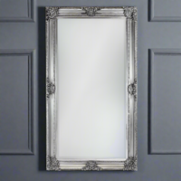 A large classic ornate silver mirror to fill a entire wall and bring light and space into a room.&nbsp; Heavy, decorative famed 'Louis' style mirrors always add an air of grandeur to any home. In a hallway, leant against a bedroom wall or any living space, silver also works very well in a contemporary space.