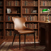 faux leather desk chair in a library room