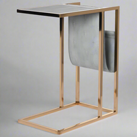 Sofa table in faux shagreen and brushed gold metal, made to slide under a sofa. Tables in this shape are perfect space savers and in this fabrication adding glamour to any room. 