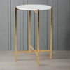 Faux White Marble Side Table on Gilt Base 63 cm