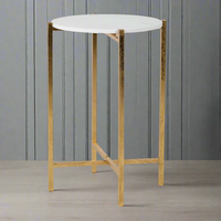 Faux White Marble Side Table on Gilt Base 63 cm