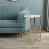 Faux White Marble Side Table on Gilt Base 63 cm