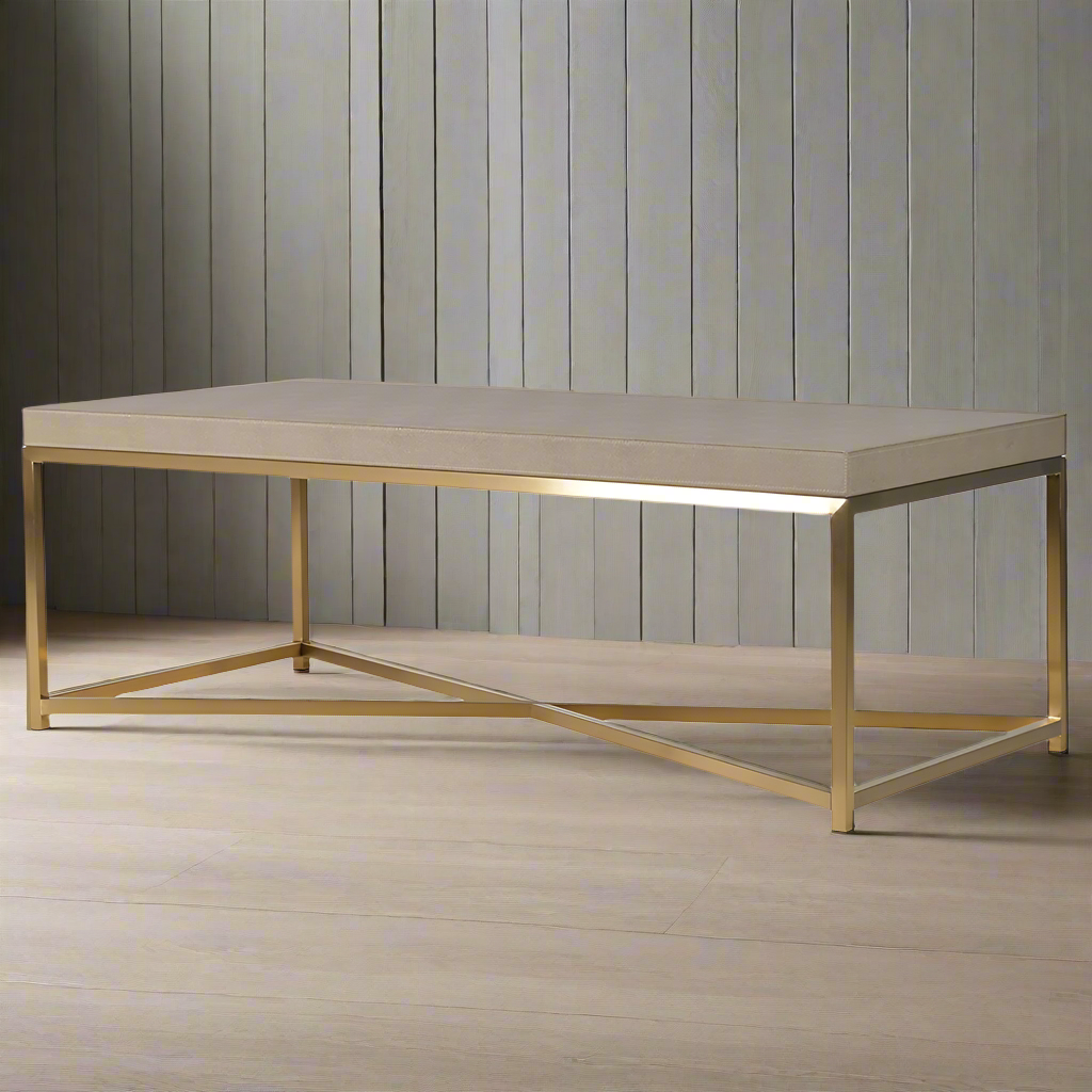 Coffee Table Faux Shagreen Gilt Base
