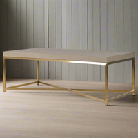 Coffee Table Faux Shagreen Gilt Base 120 cm