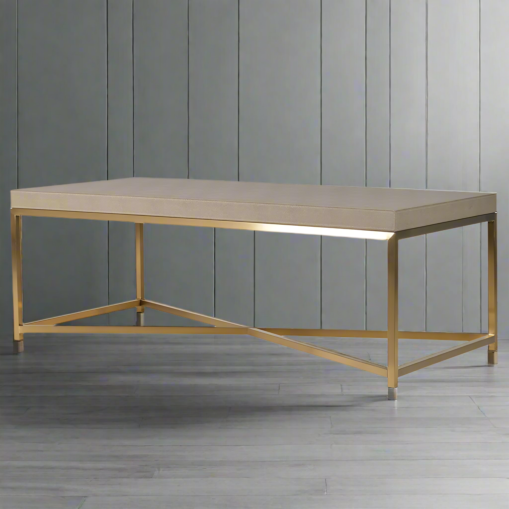 Coffee Table Faux Shagreen Gilt Base