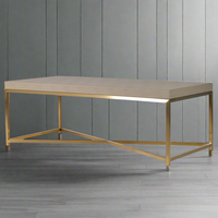 Coffee Table Faux Shagreen Gilt Base 120 cm