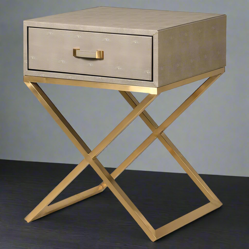 Faux Leather Shagreen Side Table 50 cm