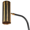 A stunning 6ft tall floor down light lamp with a beautiful bronze gold side table.&nbsp; This floor lamp makes a striking addition to any design led space with it's bronze gold and black iron finish.   H: 180 cm W: 43 cm D: 40 cm