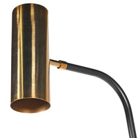 A stunning 6ft tall floor down light lamp with a beautiful bronze gold side table.&nbsp; This floor lamp makes a striking addition to any design led space with it's bronze gold and black iron finish.   H: 180 cm W: 43 cm D: 40 cm