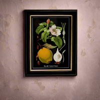 Shop small quince fruit and flower print, 20x25cm. Perfect wall decor addition with classic frame. Elevate interiors with this stylish art piece.