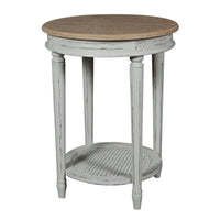 French Elm Grey Round Side Table H: 69cm