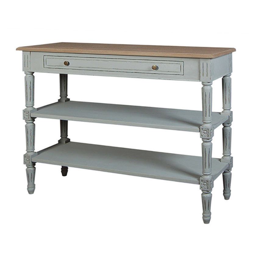 French Grey Elm Two Shelves Console Table