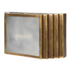 A brass wall light in the shape of a stepped brushed brass box, with a frosted front.&nbsp; The overall effect of this stunning wall light is of the 'art deco' period, the box construction with the frosted glass detail to the front.&nbsp; The lamp can be hung vertically or horizontally and will exude a beautiful muted light. Two of these on your wall will create a dramatic, stylish effect.