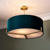 Shaded Ceiling Light Green Velvet 56 cm