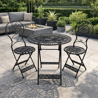 The three piece set is a perfect size for a smaller garden and great on a patio or balcony. Enjoy al fresco dining with this bistro set.
