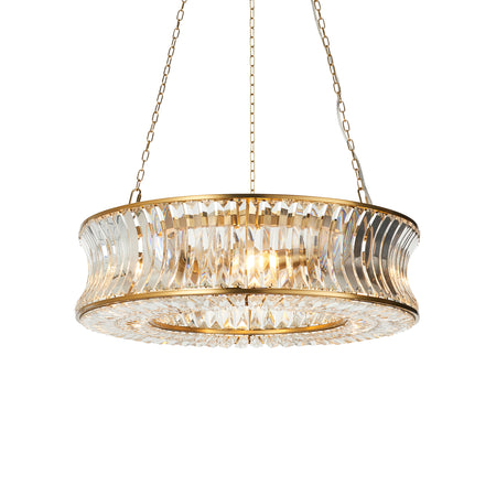 Brushed Brass & Ribbed Glass Pendant Light